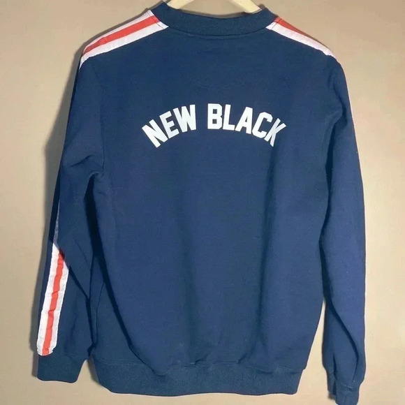 New Black red  white stripes navy sweatshirt - Picture 5 of 5